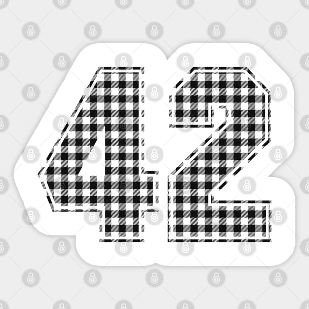 Plaid Number - 42 - Dark Sticker by tavare